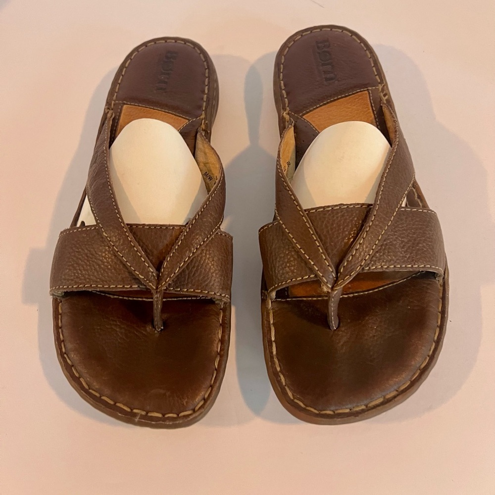 Born Vintage 90’s Brown Sandals Women’s Size 8/39 Leather Thong Comfort Slip On